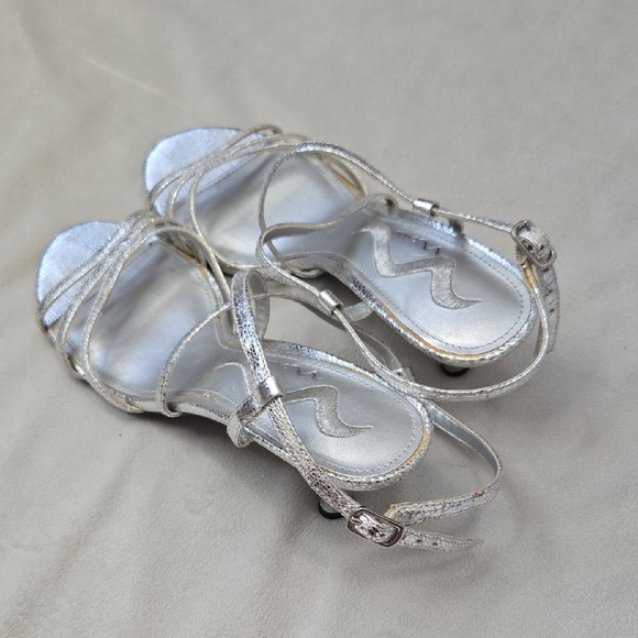Nina Silver Strappy Heels - Picture 3 of 8